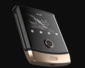 Dobrável Moto Razr vaza em renderização na cor dourada