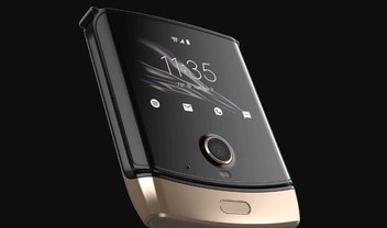 Dobrável Moto Razr vaza em renderização na cor dourada