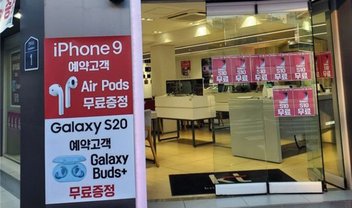 iPhone 9, Galaxy S20 e Buds+ são flagrados em cartaz de loja coreana
