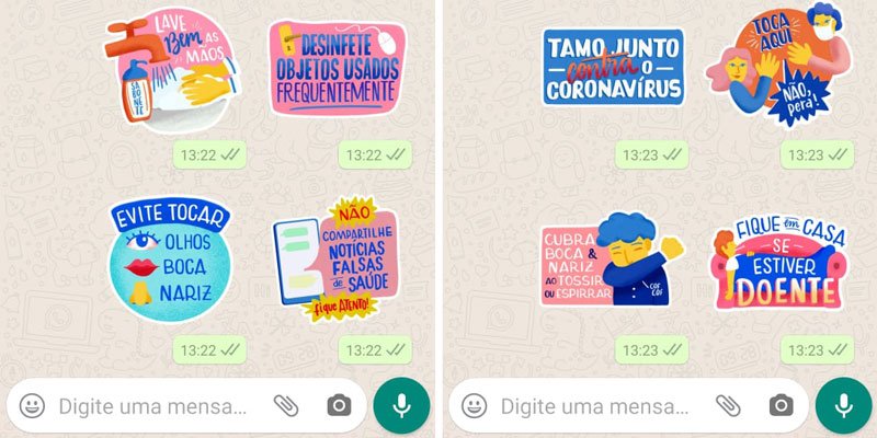 As figurinhas foram desenvolvidas pelo governo em parceria com o WhatsApp