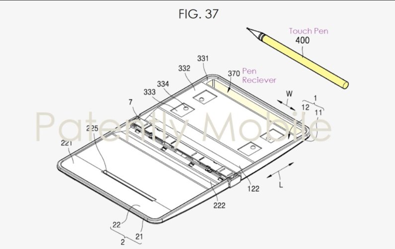 A patente do Galaxy Note dobrável.