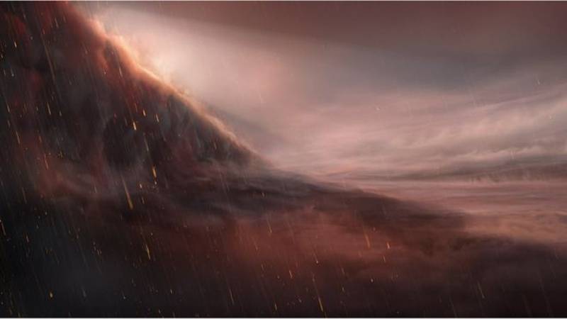 Arte mostra como seriam as tempestades nas regiões entre o dia e a noite do Wasp-76b