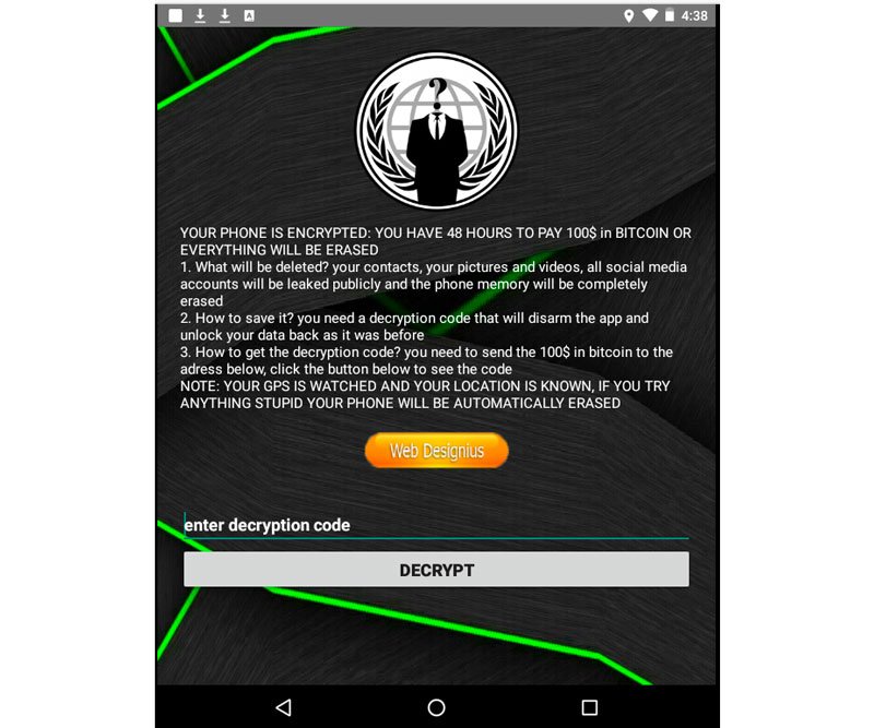 Tela do aplicativo trazendo ameaças ao usuário