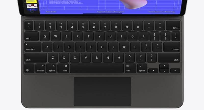 O novo trackpad que faz parte do Magic Keyboard.