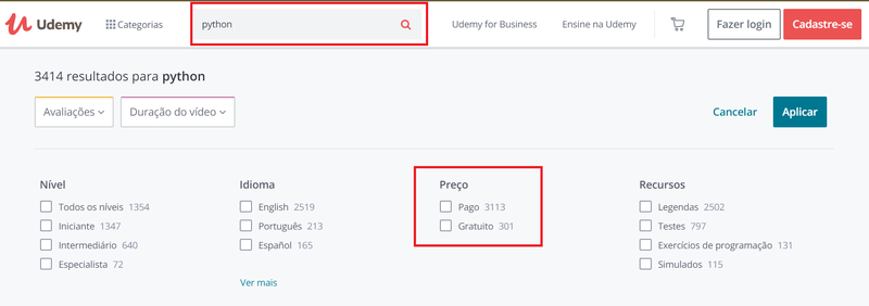 Cursos gratuitos na Udemy