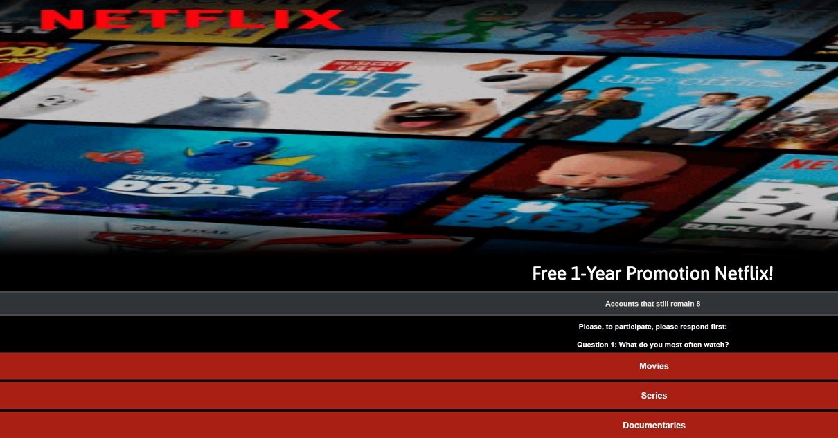 Site falso da Netflix usado para aplicar o golpe das contas gratuitas. (Fonte: Netflix-USA.net/Reprodução