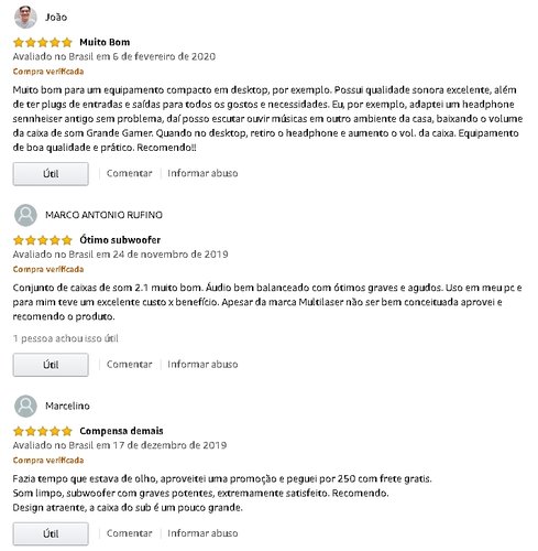 Opinião de compradores