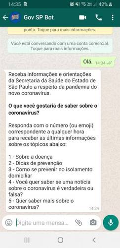O mensageiro ajuda a levar ao público informações oficiais sobre a doença.