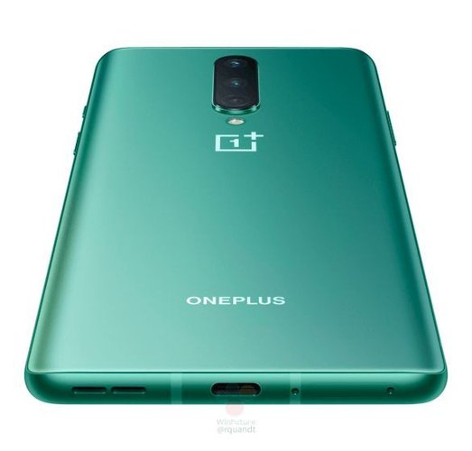 Na imagem, modelo OnePlus 8, com três sensores de câmera na traseira, na cor verde