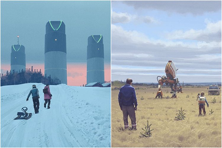 Duas das pinturas de Stålenhag, que inspiraram a série