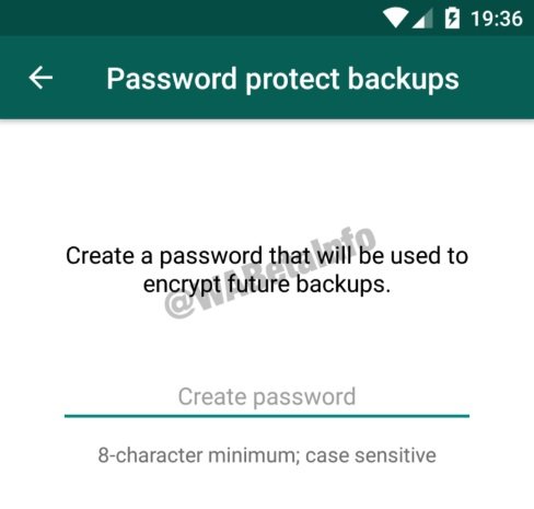 A tela de criação de senha no app.
