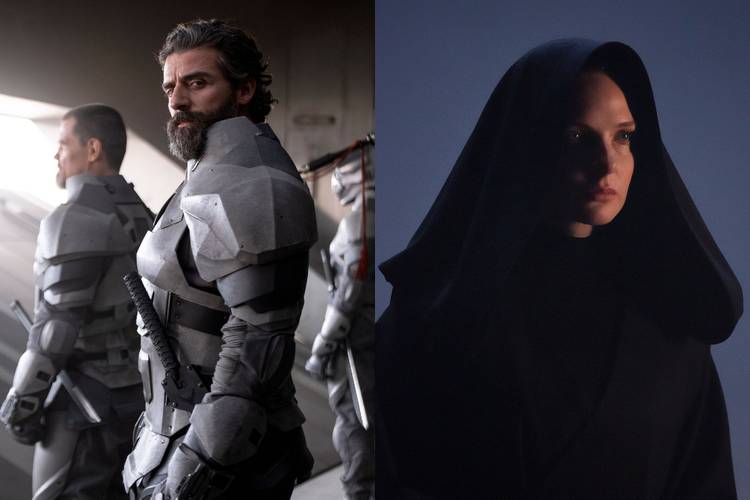 Oscar Isaac como o duque Leto Atreides e Rebecca Ferguson como a Lady Jessica Atreides