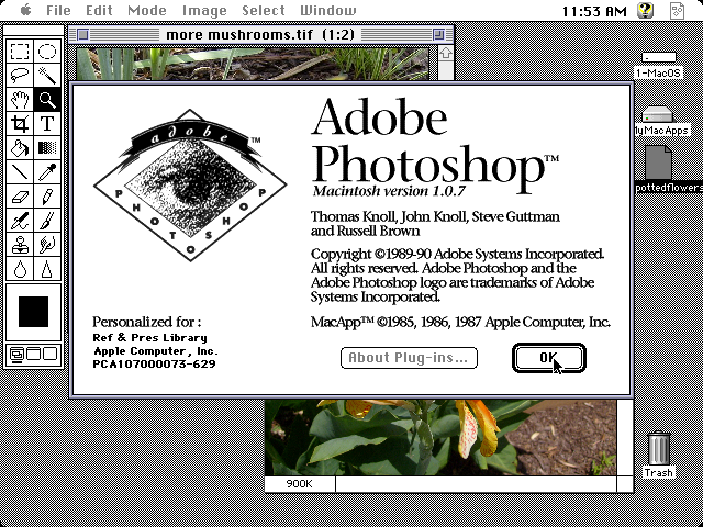 Adobe Photoshop 1.0 para Mac. O começo de tudo!