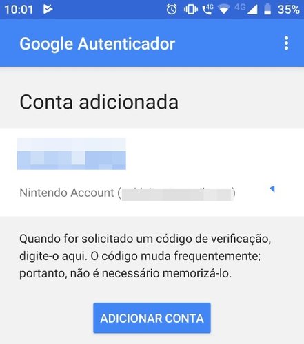 O código recebido no celular deve ser digitado no dispositivo usado na configuração.