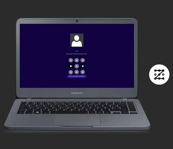 Neste notebook da Samsung é possível desenhar a senha no touchpad.