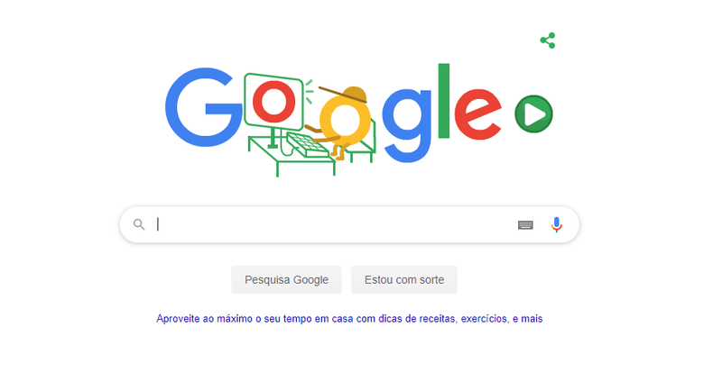 Para ver o Doodle de hoje, basta visitar a página inicial do Google