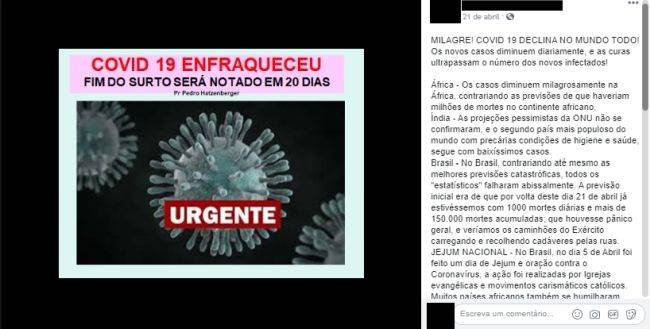 A postagem recebeu milhares de curtidas