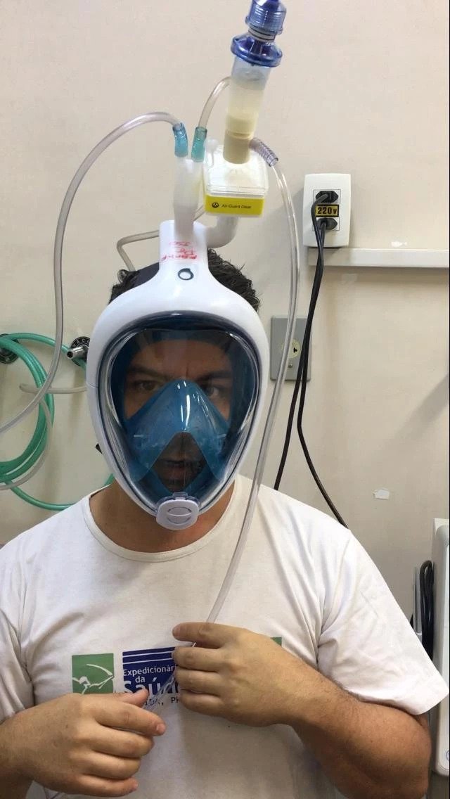Projeto utiliza máscaras de mergulho para criar respiradores alternativos