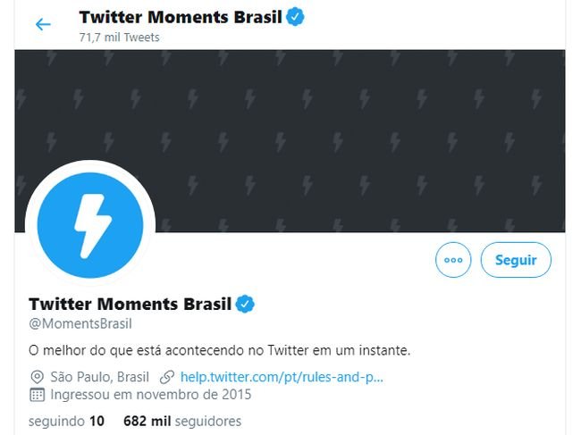 Os conteúdos exibidos serão postados pelo perfil oficial Twitter Moments Brasil