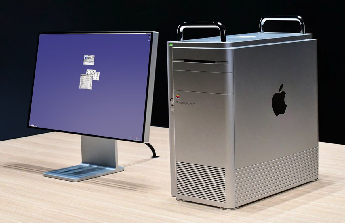 Conceito criado no Photoshop mostra Apple Workgroup Server 95 com visual do Mac Pro.