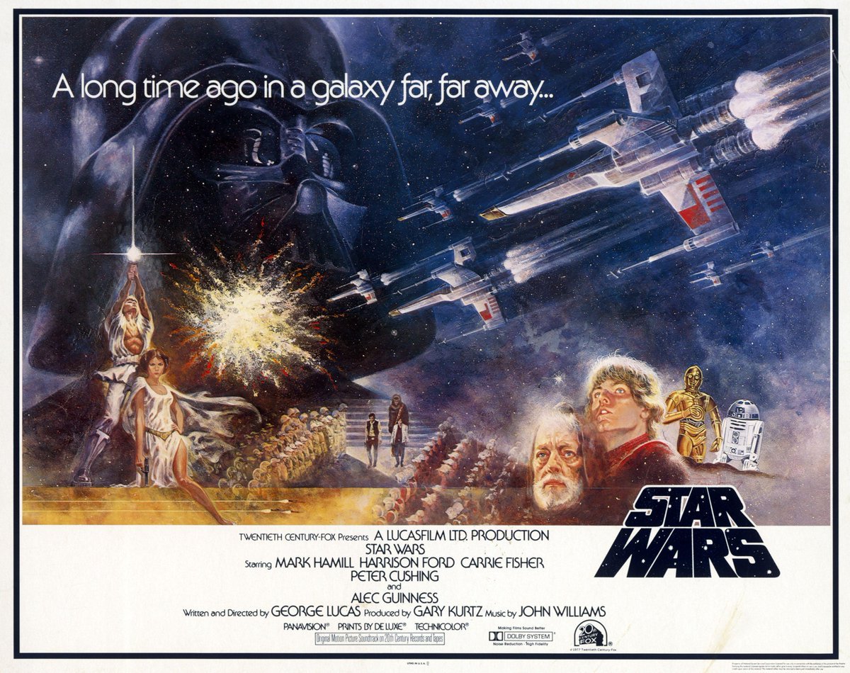 Póster de Uma Nova Esperança, primeiro filme de Star Wars, em 1977.