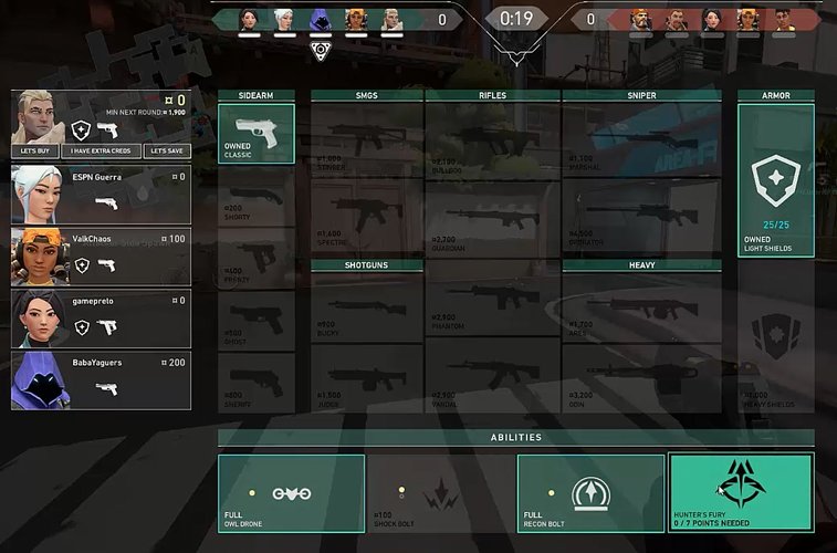 Toda rodada começa com uma fase de compras na qual você abastece suas armas e poderes