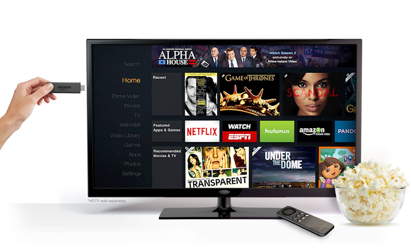 Além da Netflix, o Fire TV Stick roda vários outros serviços de streaming.