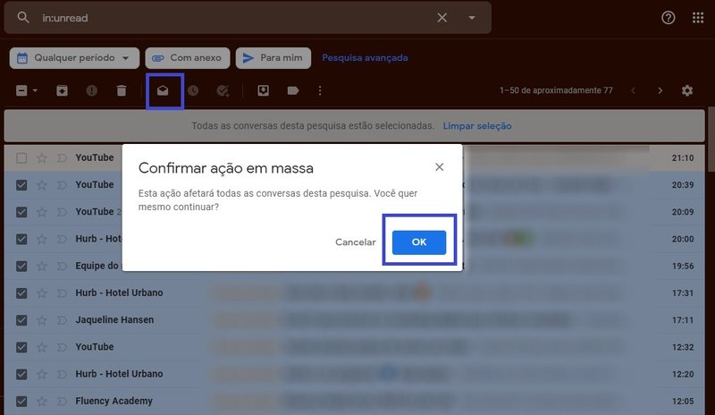 Agora é só marcar todos os e-mails como lidos e pronto