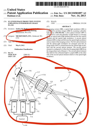 Uma das patentes da MicroVision que tanto interessam à MIcrosoft. (Fonte: Florida Independent/Reprodução)