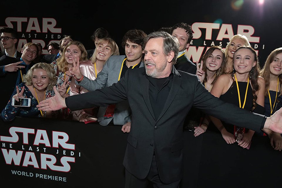 Mark Hamill em evento de exibição de Star Wars, Episódio VIII: Os Últimos Jedi