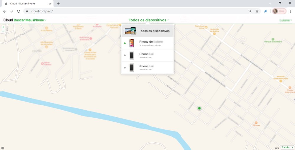 O app vai mostrar a última localização conhecida do aparelho