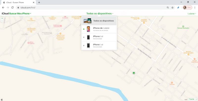 O app vai mostrar a última localização conhecida do aparelho