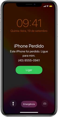 A mensagem será exibida com o número para que a pessoa que encontrou o aparelho possa ligar