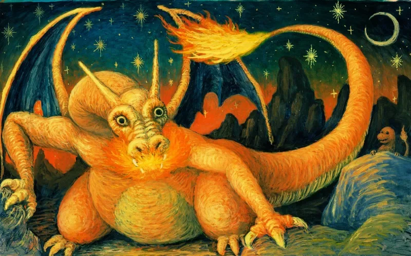 Ilustração do Charizard por Gomi Kuzu Tarou.