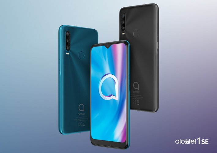 Alcatel 1SE com câmeras triplas e sensor biométrico na traseira.