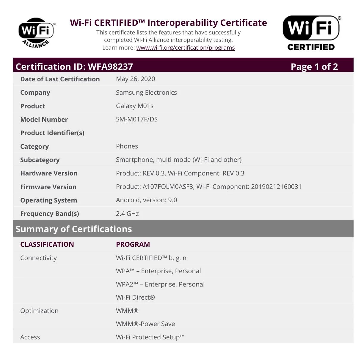 Certificação Wi-Fi revela que Samsung planeja lançar Galaxy M01s.