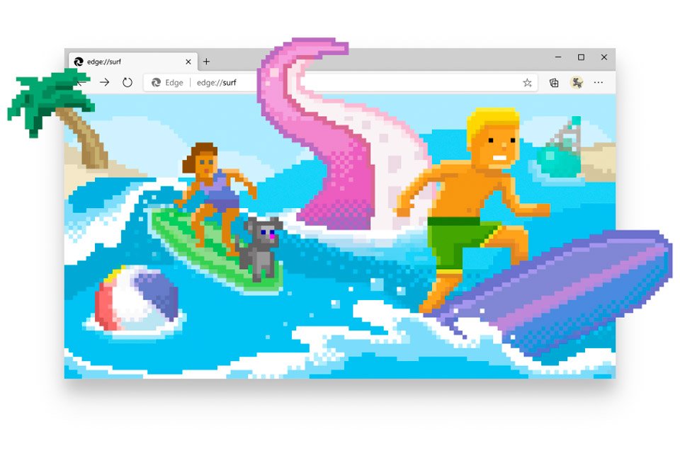 Dinossauro do Chrome' vira joguinho de surfe no Microsoft Edge - TecMundo