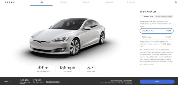 Os novos preços já aparecem no site da Tesla.