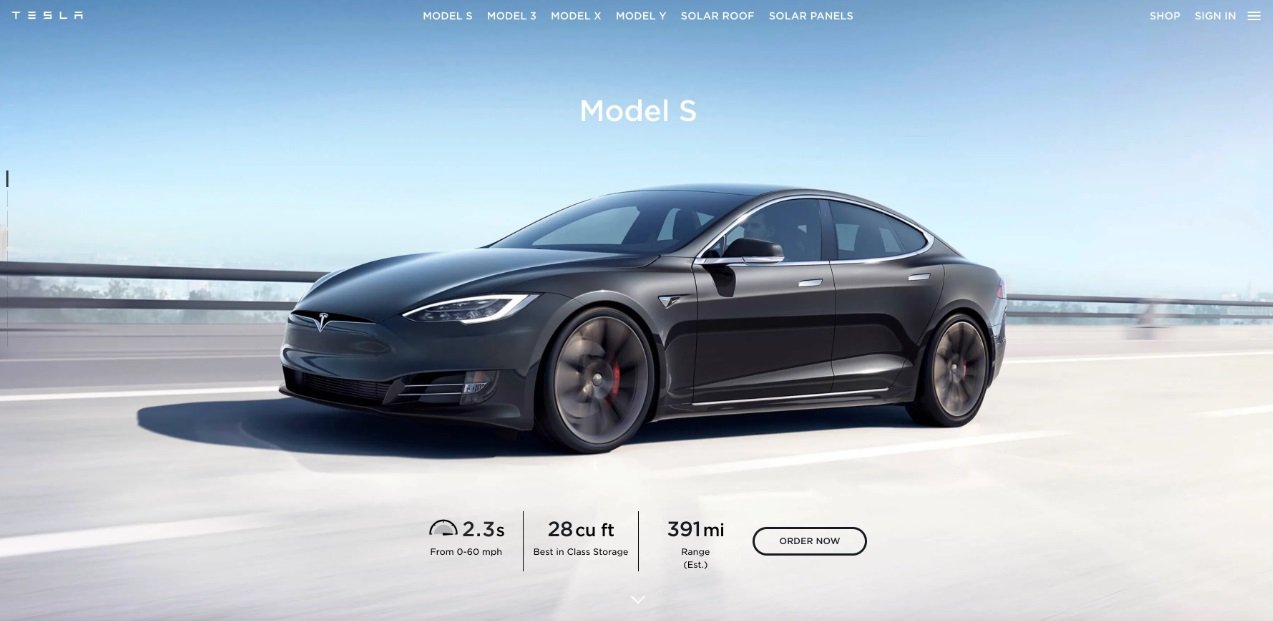 O site do carro da Tesla...