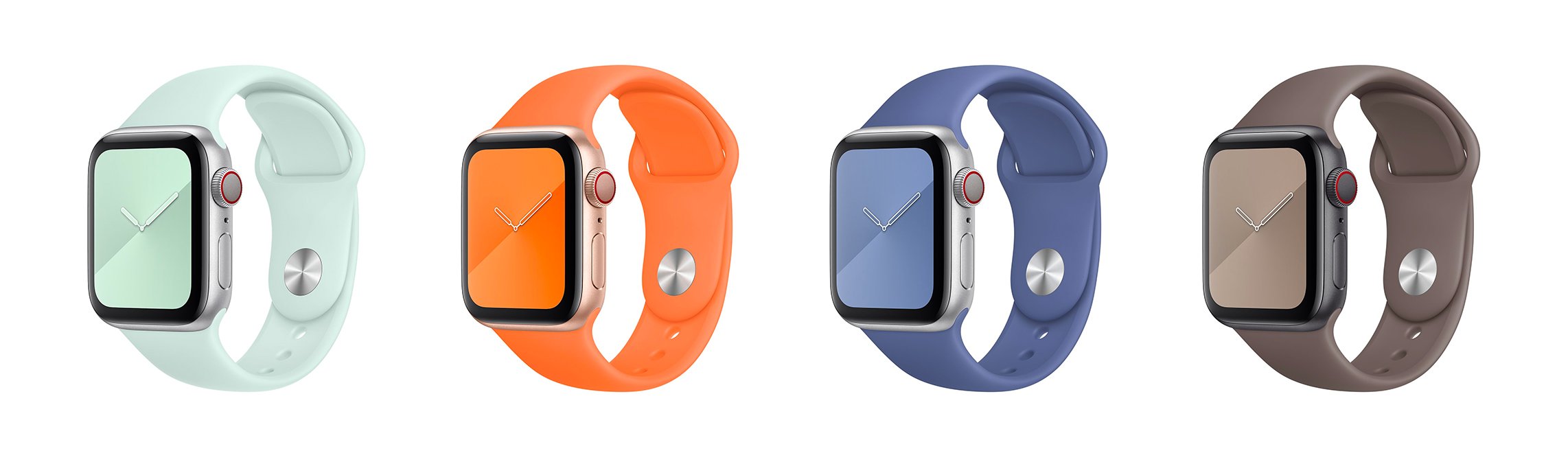 Novas cores de pulseiras esportivas para o Apple Watch lançadas nesta semana.