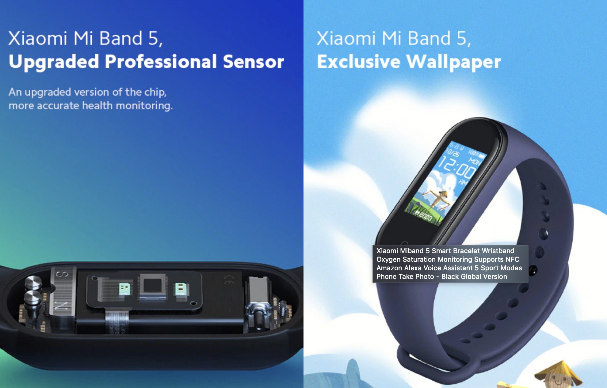 Nova pulseira inteligente Xiaomi Mi Band 5.