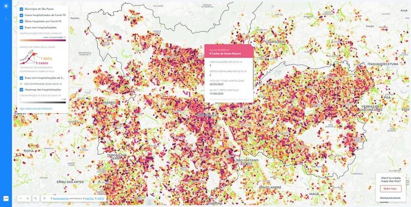 Mapa interativo da USP. (Fonte: LabCidadeFAU/Reprodução)