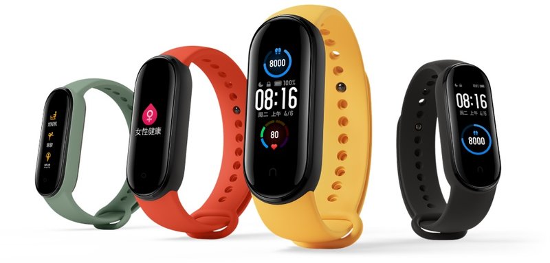 Algumas das cores disponíveis para a Mi Band 5.