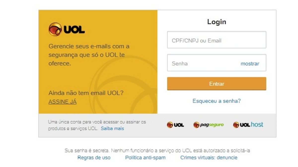 UOL FORA DO AR? Usuários apontam instabilidade no acesso aos emails