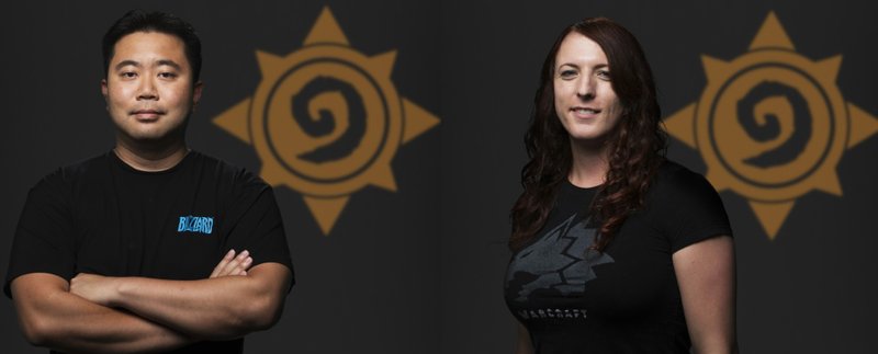 Stephen (esquerda) e Liv (direita), designers do jogo e das cartas de Hearthstone