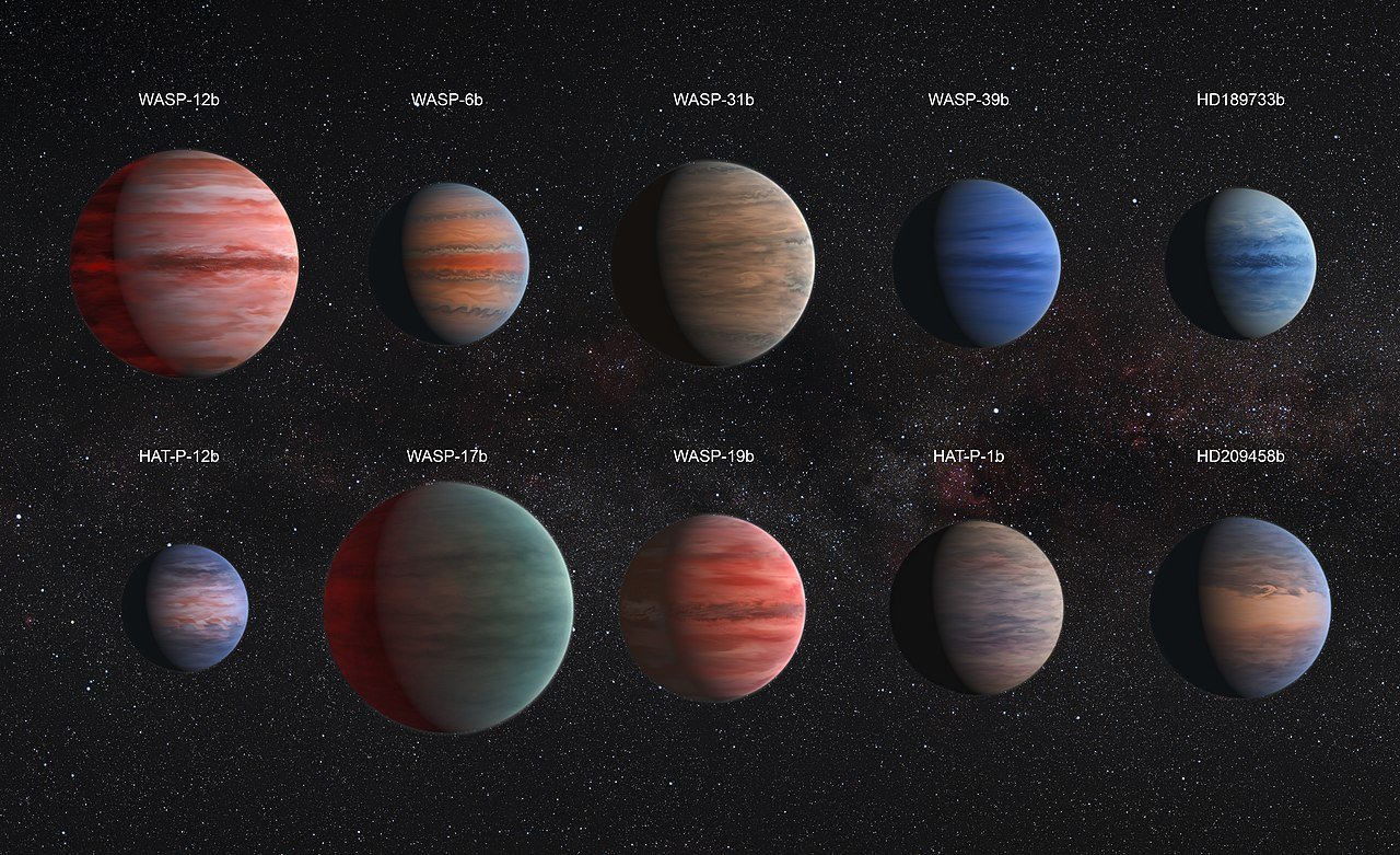 Alguns dos Júpiteres Quentes já catalogados pelos astrônomos