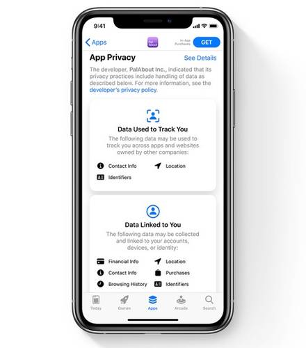 Exibição de dados de privacidade aparecem organizados em uma interface limpa.