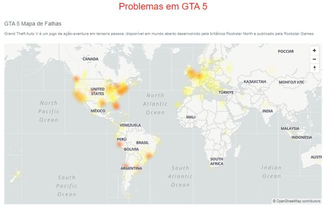 O Downdetector aponta relatos de falhas vindos de diversos países.