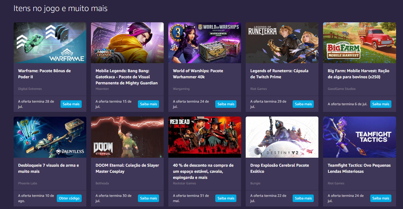 Jogos com itens grátis no Twitch Prime