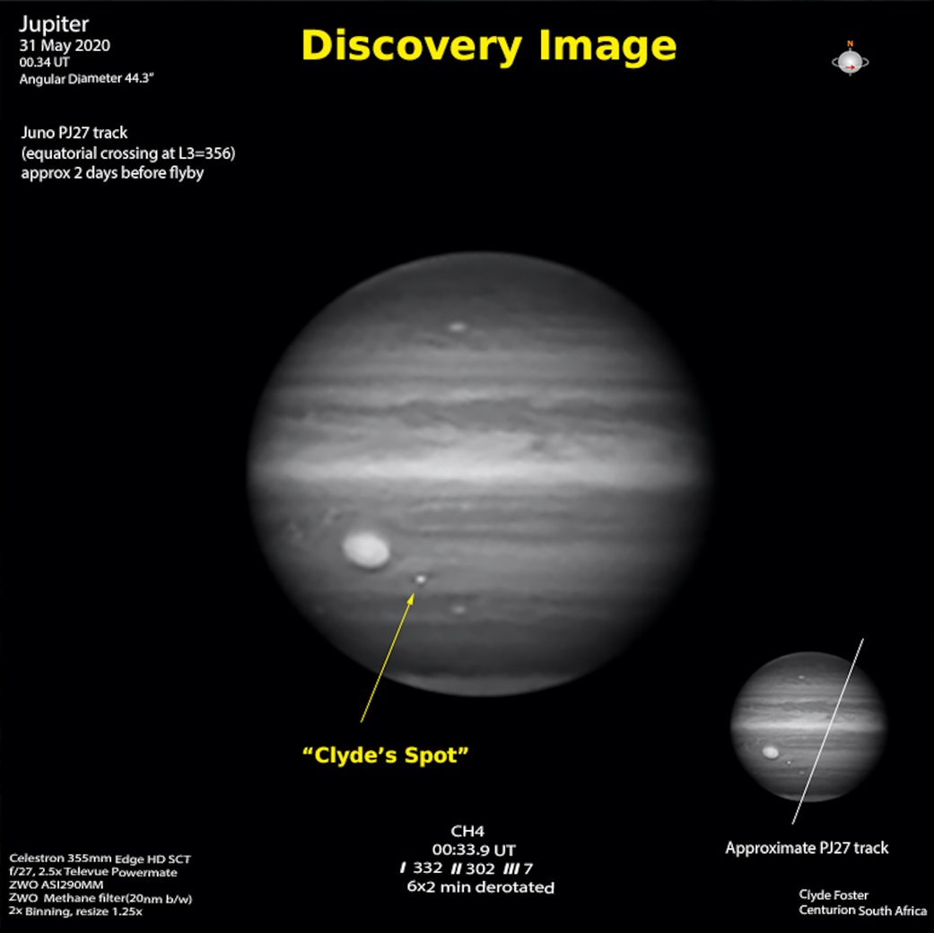Visualização do 'Clyde’s Spot' pelo telescópio